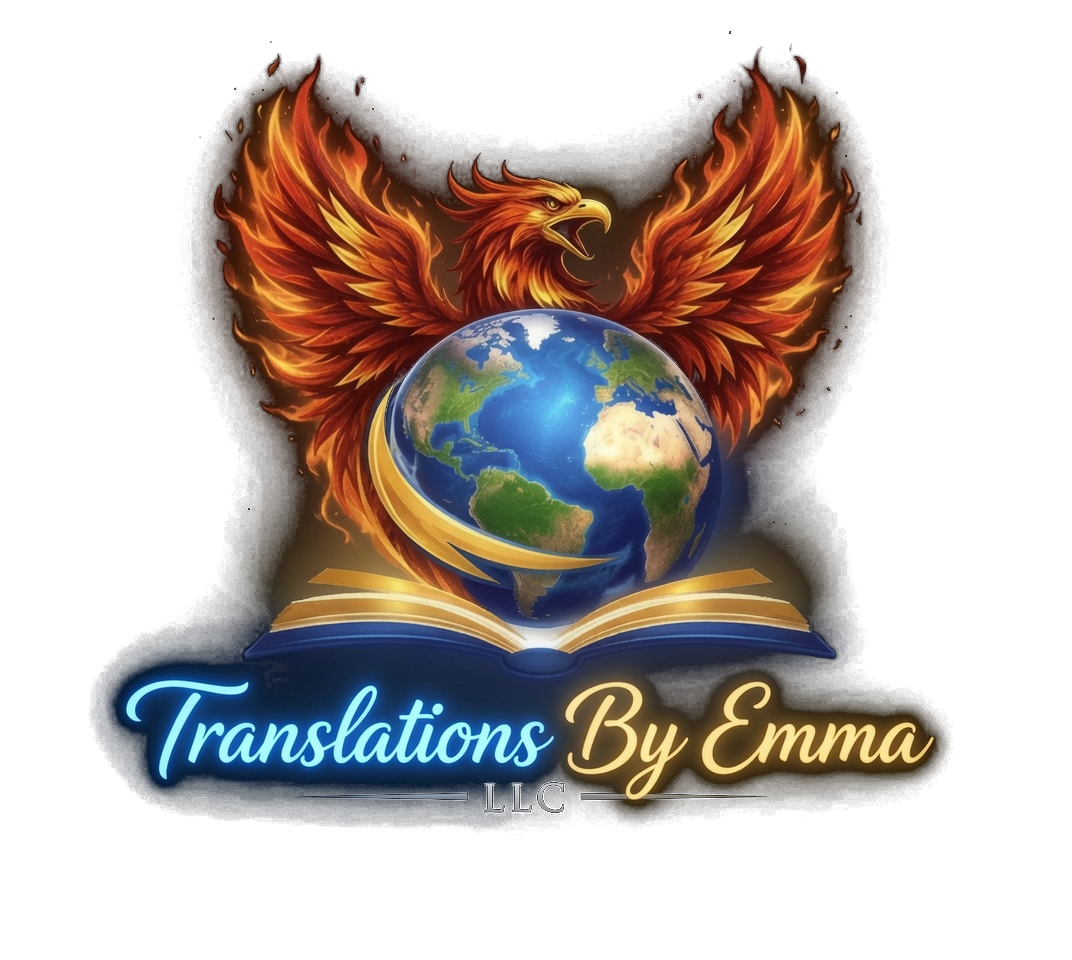 Translations by Emma LLC — phoenix, globe and open book